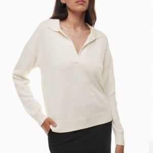 Aritzia Wilfred Clara Collar Merino wool sweater in cream color